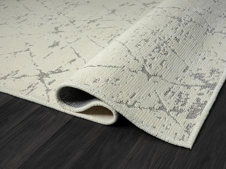 Lenda Ld004a Gri Kilim Antrasit Detaylı Ince Antialerjik Kaymaz Taban Makinada Yıkanabilir Halı