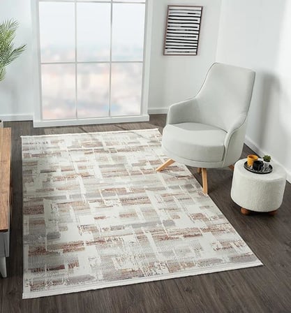 Lotus 8576 Gri Halı Renkli Detay Modern Desenli İnce Akrilik Tozuaz Salon Halısı Yatak Odası Koridor