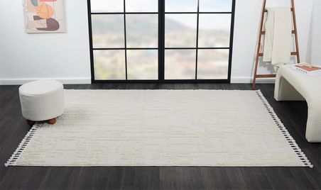 Wool Wl004a Bej Halı Sisal Bukle Dekoratif Kabartmalı Halı Tozsuz Antialerjik Salon Halısı Koridor