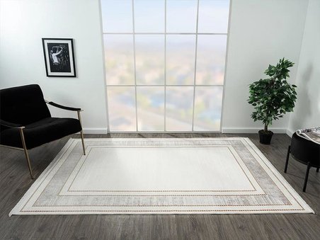 Elegance Eg006a Gri Halı Gold Detaylı Viskon Doğal Iplik Bambu Halı Tozu Az Salon Halısı Yatak Odası