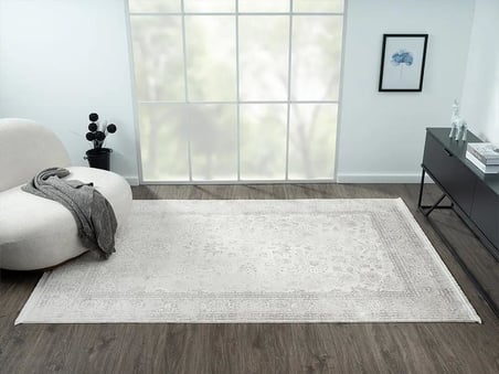 Elegance Eg004a Gri Halı Antrasit Modern Klasik Desenli Viskon Doğal Iplik Bambu Halı Tozu Az Salon