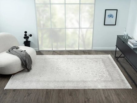 Elegance Eg004a Gri Halı Antrasit Modern Klasik Desenli Viskon Doğal Iplik Bambu Halı Tozu Az Salon