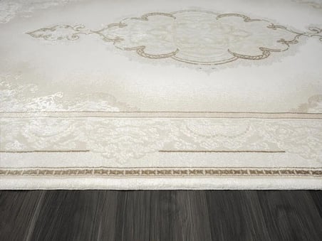 Elegance Eg001a Beyaz Halı Gold Sedef Detaylı Göbekli Modern Viskon Doğal Iplik Bambu Halı Tozu Az
