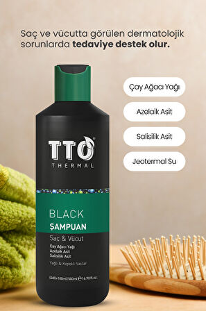Tto Saç Ve Vücut Şampuanı 500 ml Black ( Çay Ağacı Yağı / Tea Tree Oıl)