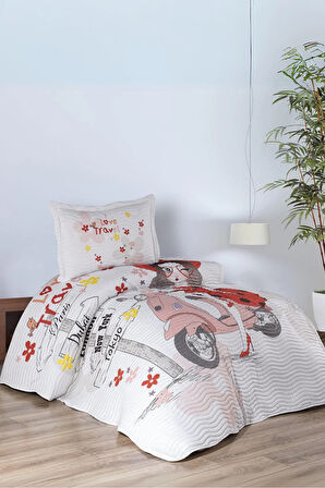 Gezgin Kız Çocuk Tek Kişilik Yatak Örtüsü Takımı - Pike Set