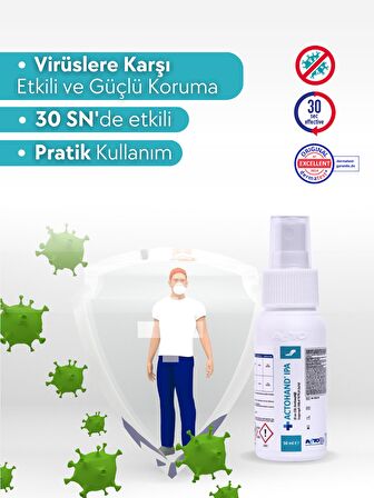 ACTOHAND® IPA 50 ml | El ve Cilt Antiseptiği - İzopropil Alkol 75 % (v/v)