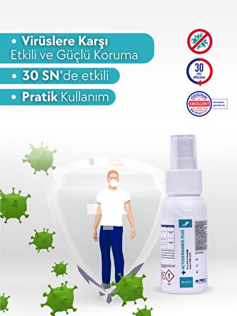 ACTODERMANOL® PLUS 50 ml | El ve Cilt Antiseptiği %89 (v/v) Etanol