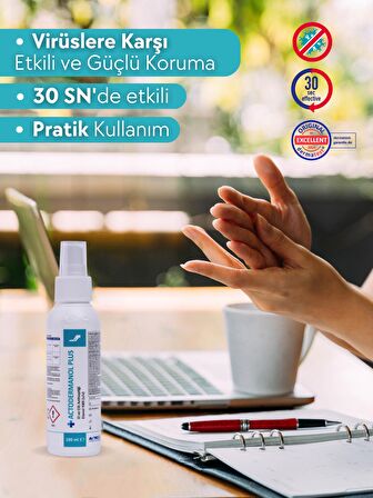 ACTODERMANOL® PLUS 100 ml | El ve Cilt Antiseptiği %89 (v/v) Etanol