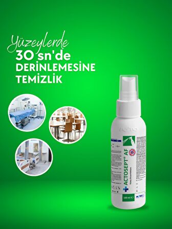 ACTOSEPT® AF 100 ml | Kullanıma Hazır Alkollü Yüzey Dezenfektanı 30 saniyede Etkili