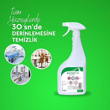 ACTOSEPT® AF 750 ml Alkollü Hızlı Yüzey Dezenfektanı 30 Saniyede Etki