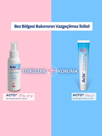 ACTO® BABY SPRAY 100 ml | Bebekler için Koruyucu Pişik Spreyi | Bez Bölgesi Bakım Spreyi