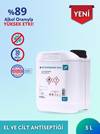 ACTODERMANOL® PLUS 5 Litre | El ve Cilt Antiseptiği %89 (v/v) Etanol