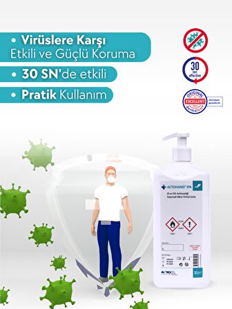 ACTOHAND® IPA 1 Litre | El ve Cilt Antiseptiği - İzopropil Alkol 75 % (v/v)