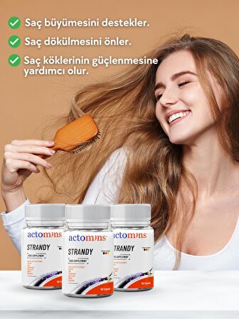 ACTOMINS® STRANDY | PARLAK, GÜÇLÜ, SAĞLIKLI SAÇ VE SAÇ DERİSİ İÇİN TAKVİYE EDİCİ GIDA