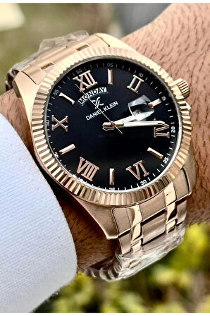 Daniel Klein Rosegold Çelik Gün ve Tarih Göstergeli Erkek Kol Saat