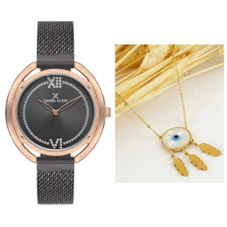 Daniel Klein Hasır Kordon Şık Kadın Kol Saat+İtalyan Çelik Kolye Hediyeli