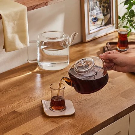 Borosilikat Cam Çaydalık Takımı 1,8+1,1 Litre