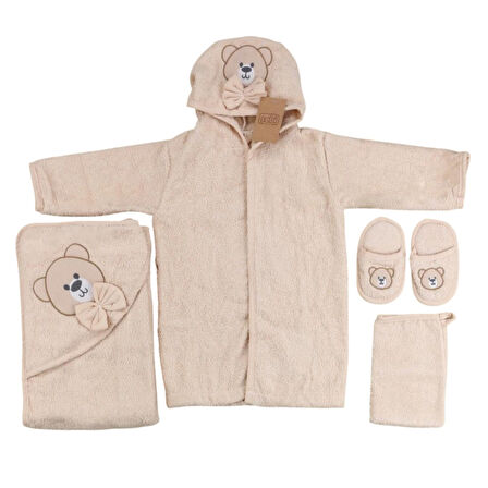 Sebi Ayı Desenli Bebek Bornoz Takımı 134