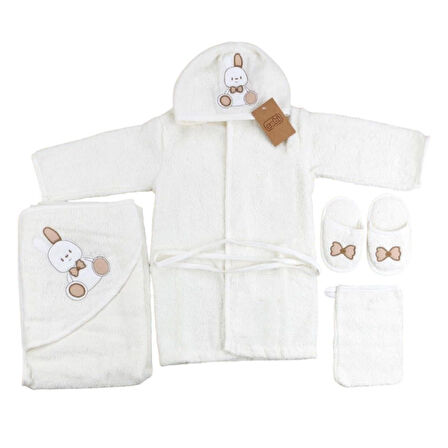 Sebi Tavşan Desenli Bebek Bornoz Takımı 135