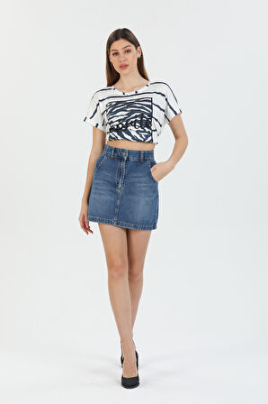 Mini Skirt Günlük Kadın Jean Etek Rigit Normal Bel Sexy 5 Cep Denim Etek 