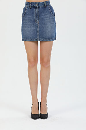 Mini Skirt Günlük Kadın Jean Etek Rigit Normal Bel Sexy 5 Cep Denim Etek 