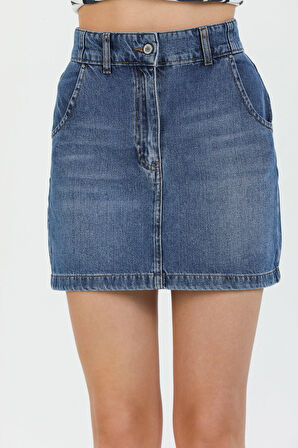 Mini Skirt Günlük Kadın Jean Etek Rigit Normal Bel Sexy 5 Cep Denim Etek 