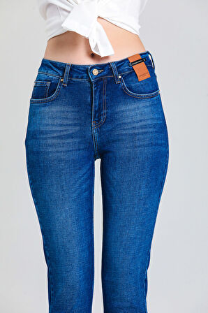 Slim MOM Günlük Kadın Strech Jean Normal Bel Traditional 5 Cep Denim Pantolon 