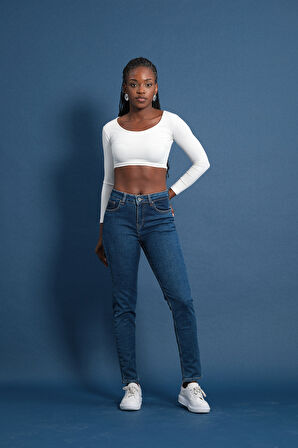 Slim MOM Günlük Kadın Strech Jean Normal Bel Traditional 5 Cep Denim Pantolon 