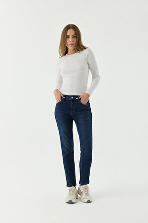 Slim MOM Günlük Kadın Strech Jean Normal Bel Traditional 5 Cep Denim Pantolon 
