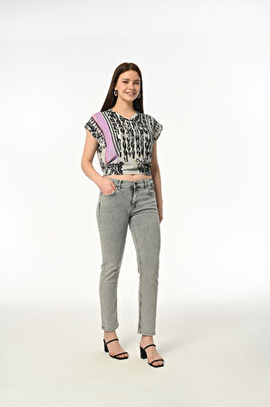 Slim BELLA Günlük Kadın Straight Strech Jean Normal Bel Traditional 5 Cep Denim Pantolon 