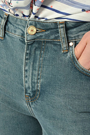 Slim MOM Günlük Kadın Strech Jean Normal Bel Traditional 5 Cep Denim Pantolon 