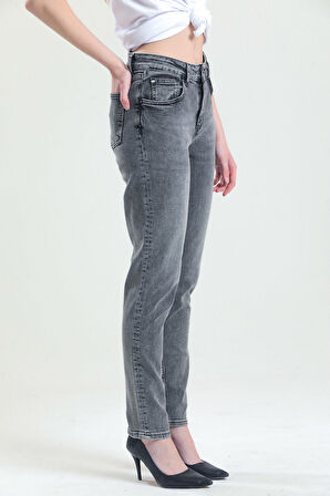 Slim MOM Günlük Kadın Strech Jean Normal Bel Traditional 5 Cep Denim Pantolon 