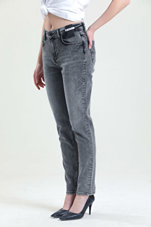 Slim MOM Günlük Kadın Strech Jean Normal Bel Traditional 5 Cep Denim Pantolon 