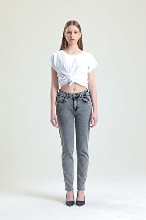 Slim MOM Günlük Kadın Strech Jean Normal Bel Traditional 5 Cep Denim Pantolon 