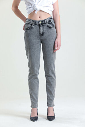Slim MOM Günlük Kadın Strech Jean Normal Bel Traditional 5 Cep Denim Pantolon 