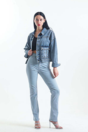 Günlük Kadın Klasik Jean Rigit Young Önden Cep Denim Ceket 