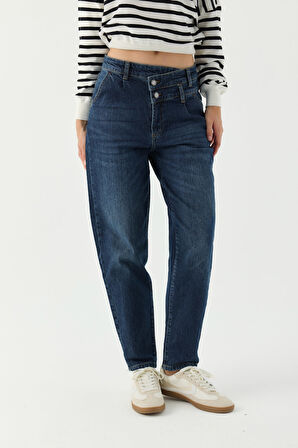 Mom D136 Günlük Kadın Balon Comfort Normal Bel Fashion 5 Cep Denim Pantolon 