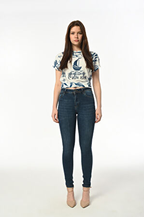 Skinny D135 Office Kadın Strech Jean Yüksek Bel Feminine 5 Cep Denim Pantolon 