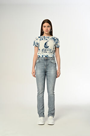 Klasik D272 Günlük Kadın Straight Jean Rigit Normal Bel Comfort 5 Cep Denim Pantolon 