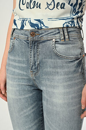 Klasik D272 Günlük Kadın Straight Jean Rigit Normal Bel Comfort 5 Cep Denim Pantolon 