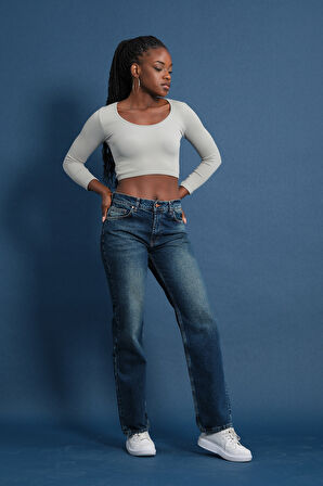 Klasik D310 Günlük Kadın Jean Straight Rigit Normal Bel Comfort 5 Cep Denim Pantolon 