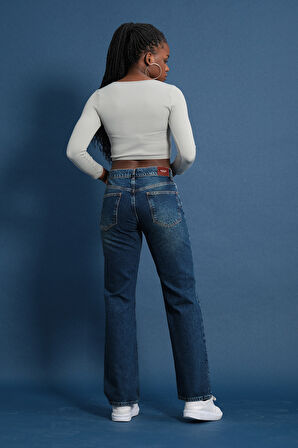 Klasik D310 Günlük Kadın Jean Straight Rigit Normal Bel Comfort 5 Cep Denim Pantolon 
