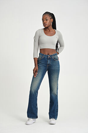 Klasik D310 Günlük Kadın Jean Straight Rigit Normal Bel Comfort 5 Cep Denim Pantolon 