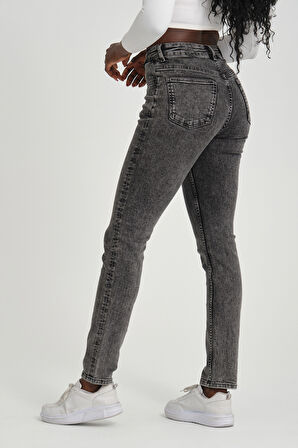 Slim D245 Günlük Kadın Mom Strech Jean Normal Bel Traditional 5 Cep Denim Pantolon 