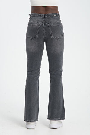 Klasik D321 Günlük Kadın Jean Flare Rigit Normal Bel Comfort 5 Cep Denim Pantolon 