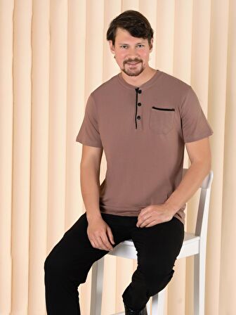 Over Sleep 223 Erkek Pamuk Kısa Kol Pijama Takım