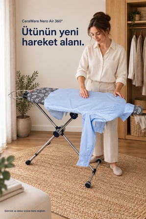 Ceraware Nero Air 360 Premium Ütü Masası – 360° Döner Tabla, Hafif ve Stabil Tasarım