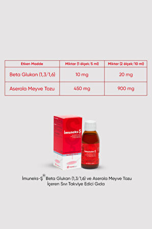 İmuneks Farma İmuneks-Ş Beta İçeren Sıvı Takviye Edici Gıda 150 ml x 3 Adet