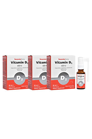 İmuneks Farma 600 IU Vitamin D3 içeren Sprey Takviye Edici Gıda 20 ml x 3 Adet