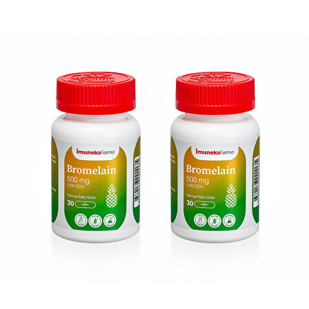 İmuneks Farma Bromelain 500 mg Takviye Edici Gıda 30 Tablet x 2 Adet